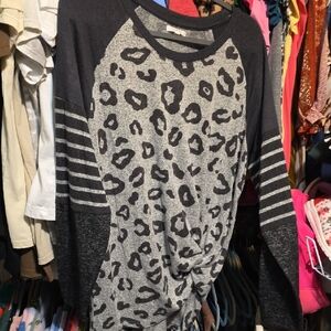 Maurices Gray Leopard Print Blouse